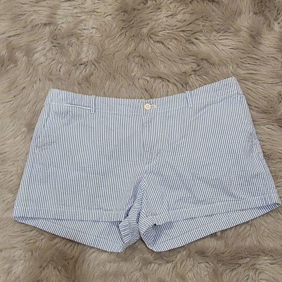 Ralph Lauren Pants - Ralph lauren womens white and light blue stripped dress shorts size 14